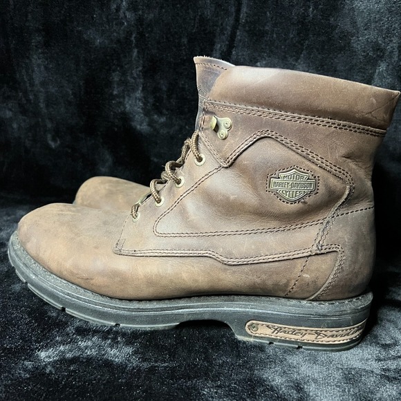 Harley-Davidson 94174 Mens US 13 Motorcycles Boots Brown Leather Ankle Lace Up
